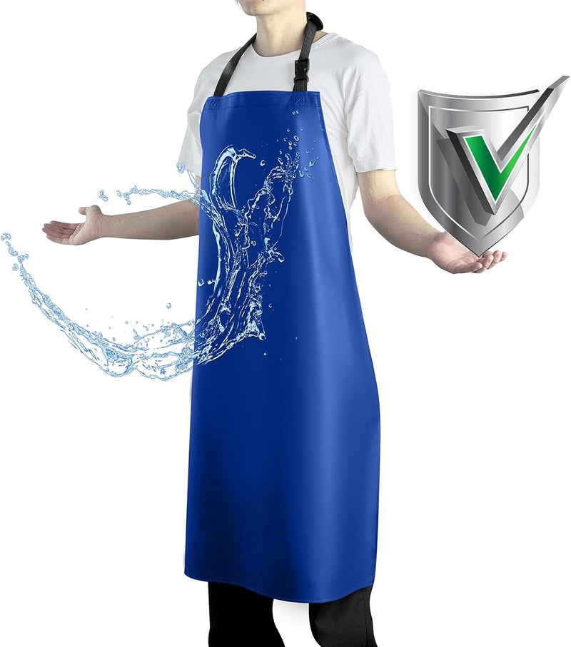 Vammcht Waterproof Apron with Comfortable Adjustable Bib Rubber Vinyl Dishwasher Heavy Duty Apron for Men Women Dishwashing - Image 1